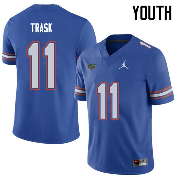 NCAA Florida Gators Kyle Trask Youth #11 Jordan Brand Royal Stitched Authentic College Football Jersey TJU4664UY